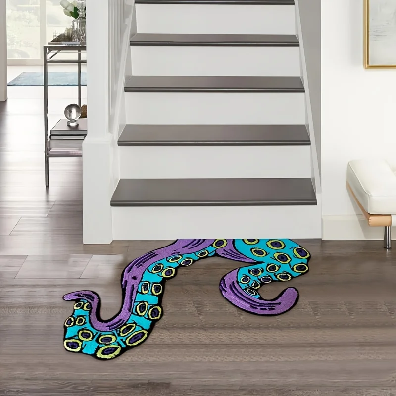 Octopus Tentacles Decorated Special-shaped Carpet Cthulhu Octopus Gothic Dark Bathroom Absorbent and Stain-resistant Mat