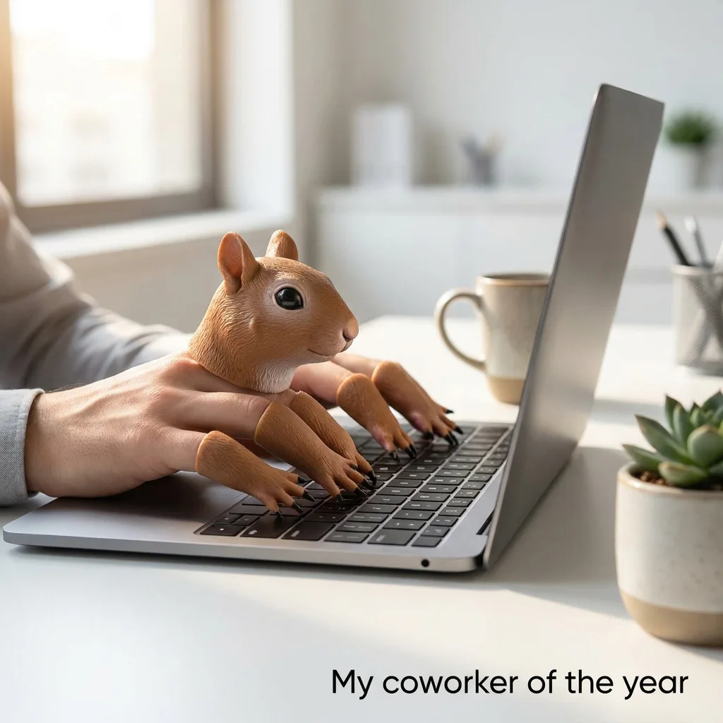 Cute Squirrel Finger Puppet, Funny Creative Hand Toy for Kids Adults, Interactive Prank Stress Relief Gift for Office Typing