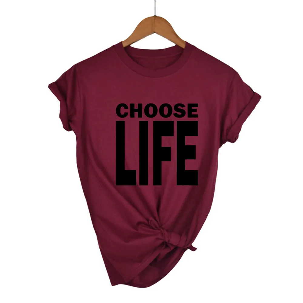 T-shirt femme, hipster, humoristique et décontracté, en coton, 13 couleurs, avec inscription "Choose Life", drop sunshine