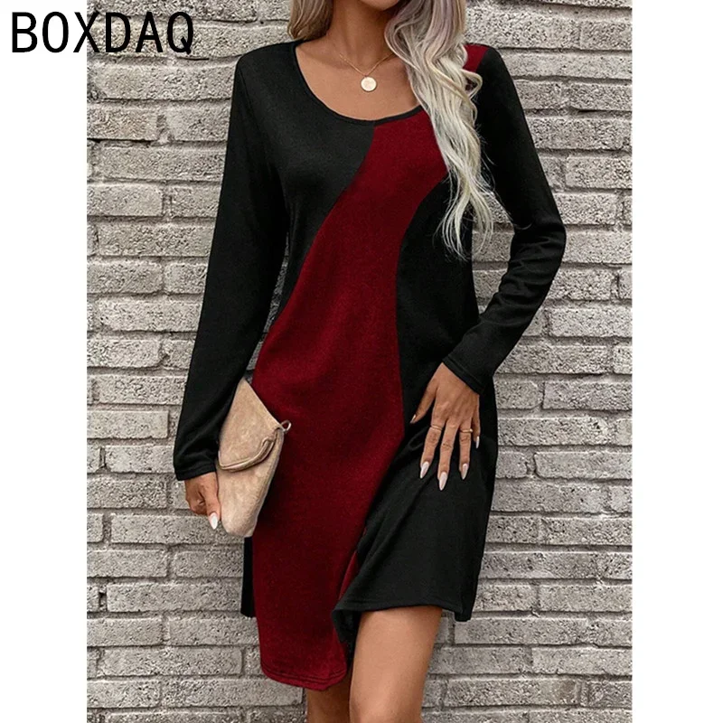 2025 Spring New Women Long Sleeve Loose Casual Dress Vintage Striped Geometry Print Mini Dress Fashion Personality Lady Dresses