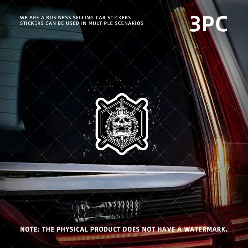 3 TEILE/SATZ Trendiges Totenkopf-Emblem-Aufkleber-Set – auffälliges Design mit Schwertern für die individuelle Gestaltung mehreren Szenarien