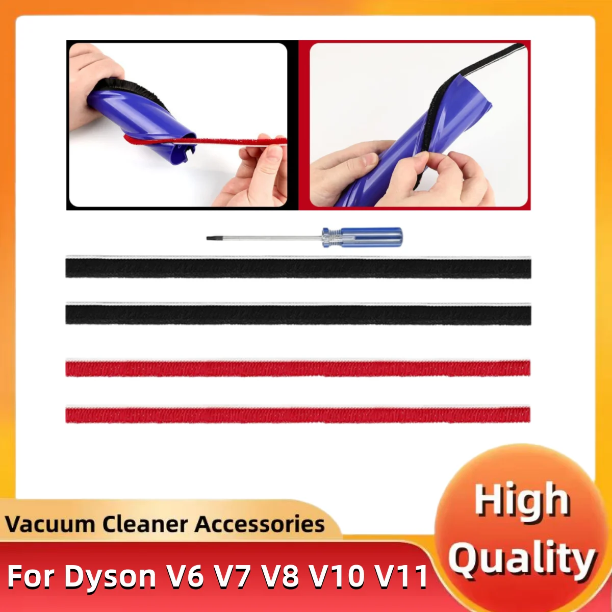 2pcs/4pcs Soft Plush Strips for Dyson V6 V7 V8 V10 V11 V15 Vacuum Cleaner Rolling Brush Strips Soft Roller Head Accessories