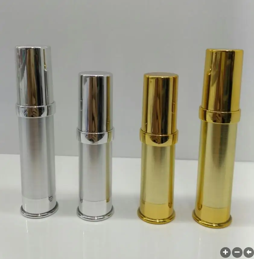 10ML silver/gold  airless bottle plastic bottle serum/foundation/lotion/emulsion/essence toner foundation sample skin packing