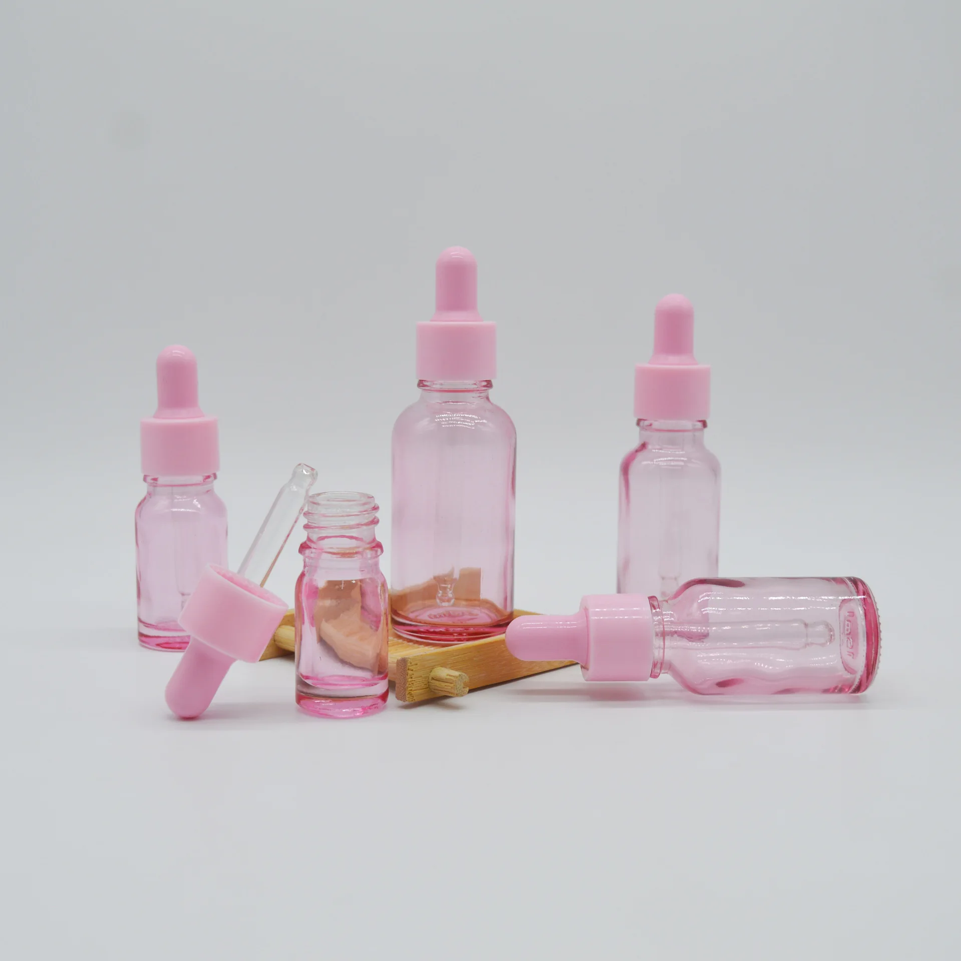 5ml-100ml Pink Glass Dropper Bottle Translucence Rose Gold Essential Oil Aromatherapy Liquid Pipette Refillable Bottles Travel