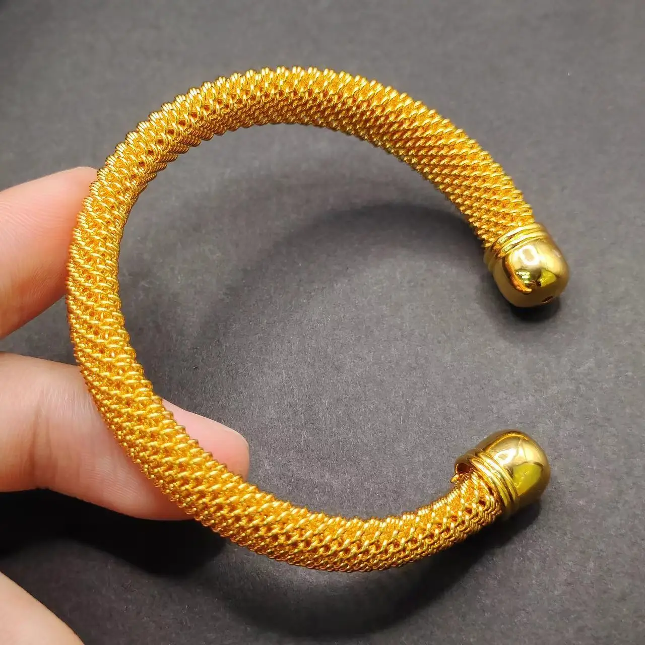 Gelang Bangle tembaga berlapis emas 24k untuk pria wanita gelang desain pesona Dubai gelang manset perhiasan Etiopia mewah pernikahan Afrika