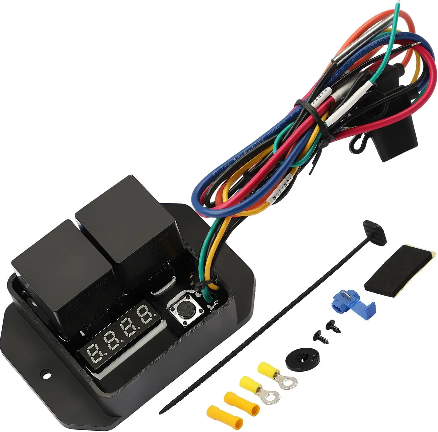 

40A 12V Thermatic Controller Cooling Fan Control Module Relay Adjustable Digital Fan Switch Car Dual Electric Fan Wire Harness