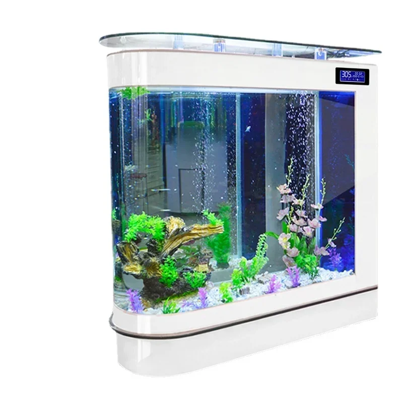 

ZC Bullet Fish Tank Aquarium Large Fish Globe 1.2 M 1.5 M Partition Ecological Glass Fish Tank Bar Counter