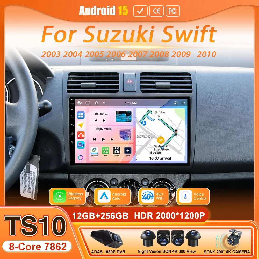 Android For Suzuki Swift 2003 - 2010 Car Multimedia Player Wireless Carplay Auto Head Unit Radio Stereo Navigation GPS BT Wifi