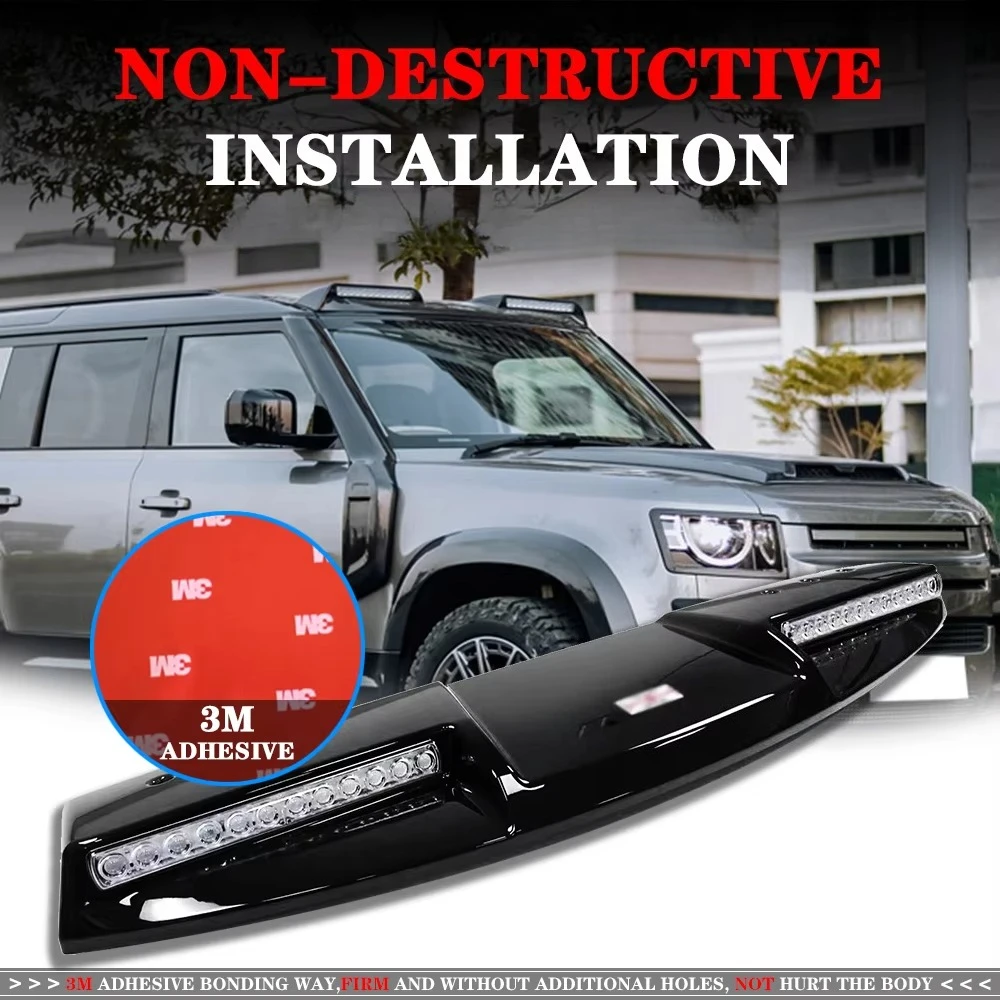 Car Body Parts for Rr Defender Car Front Roof Spoiler With DRL TOP Led Light
