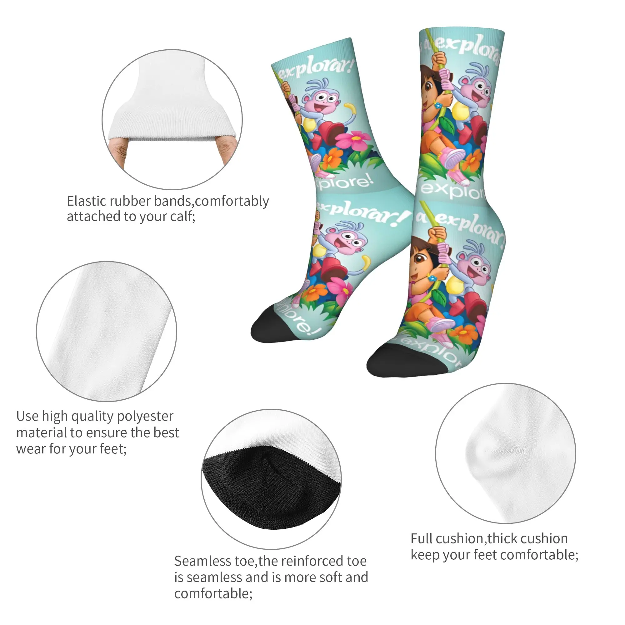 Men Socks D-Doras The Explorer  Stockings Non Slip Soft Breathable Socks Autumn Gothic Design Running Socks