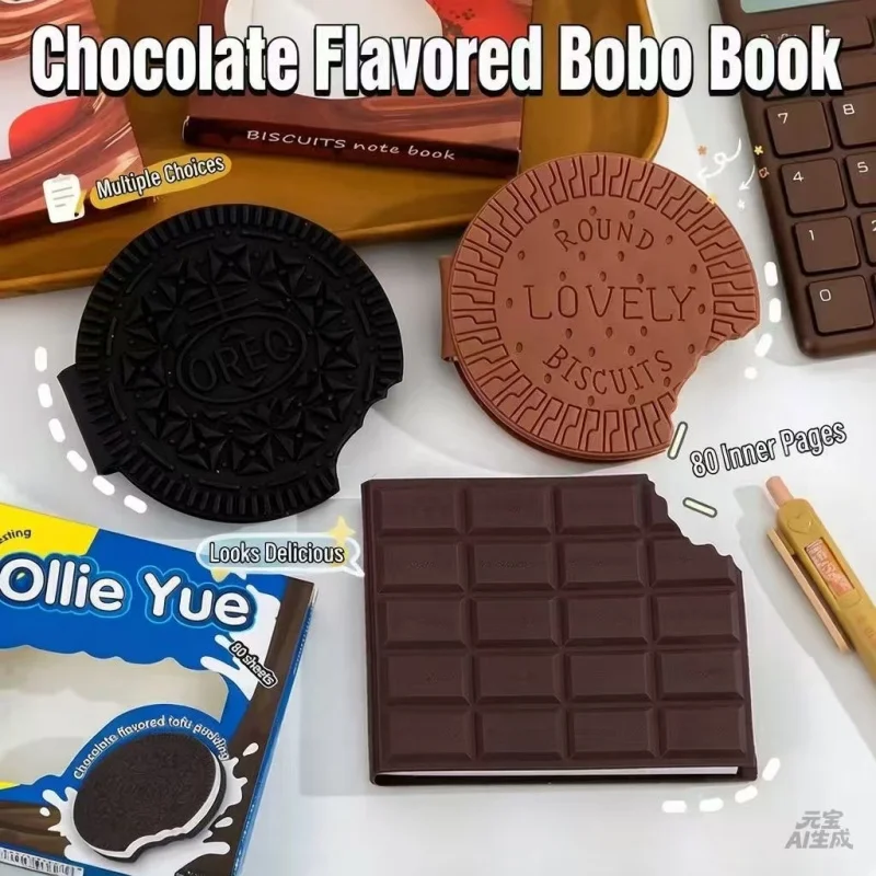 80 Pages Set Scented Chocolate Cream Strawberry Flavored Creative Pocket Notepads Chocolate Cookie Shaped Tear off Memo PadKawai