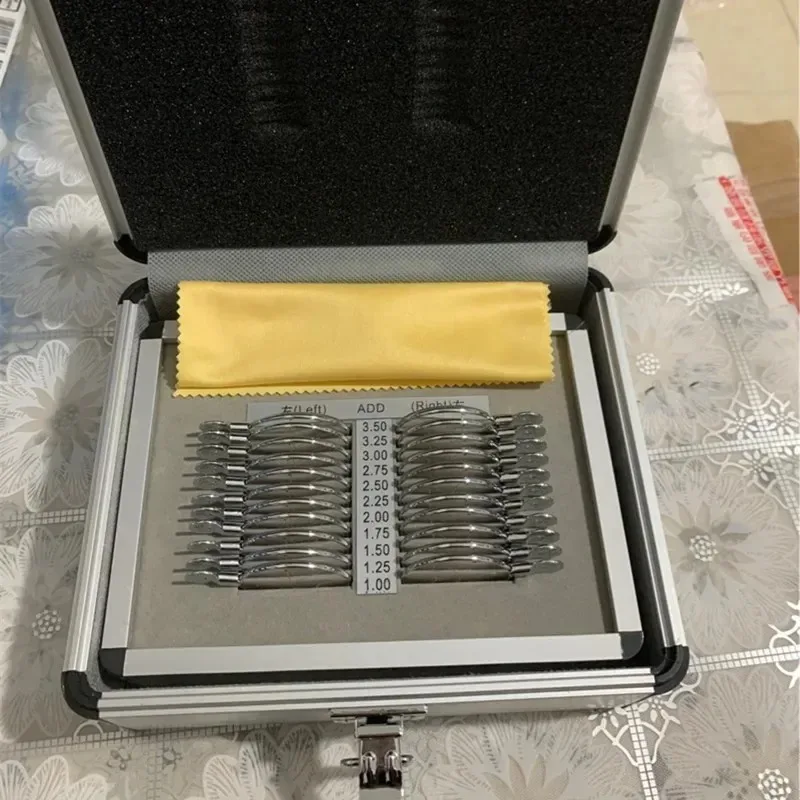 22 fatias de lente multifocal progressiva, montagem profissional de inspeção, caixa de inserção de optometria, ferramentas de placa de optometria de miopia