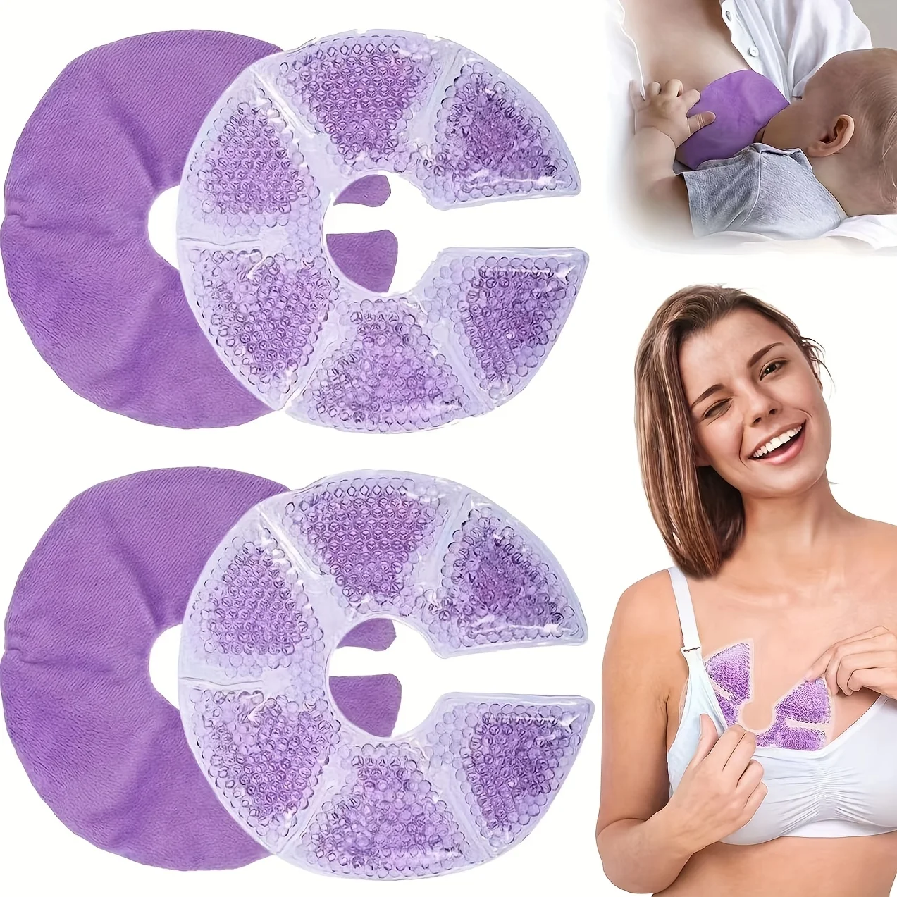 Hot Cold Gel Bead Breast Therapy Pack，Breast Ice Packs for Breastfeeding, Relief for Breastfeeding, Nursing Pain, Engorgement