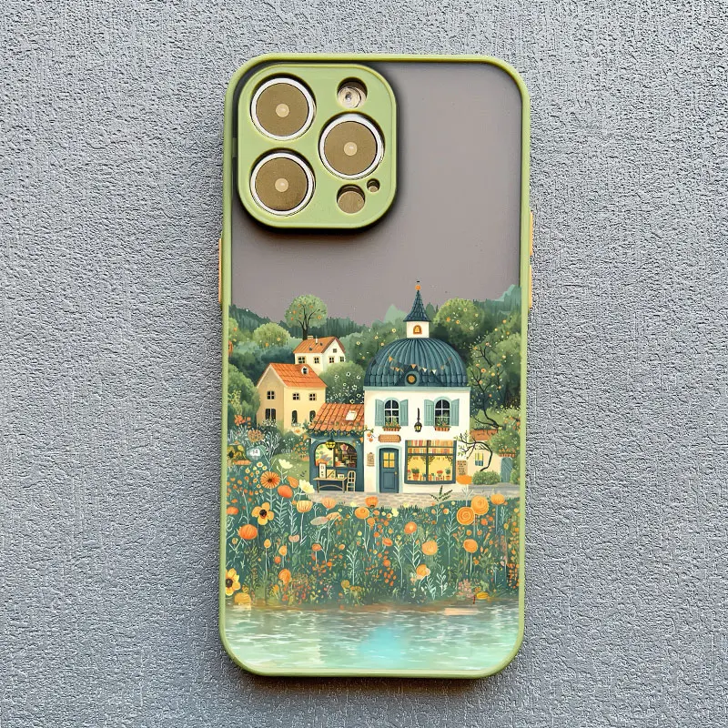 Ölgemälde Garten Villa Landhausmärchen Kunst Handyhülle für iPhone 17 16 15 14 13 12 11 Pro Max XR XS X 15 16 Rückseite – Detail 7