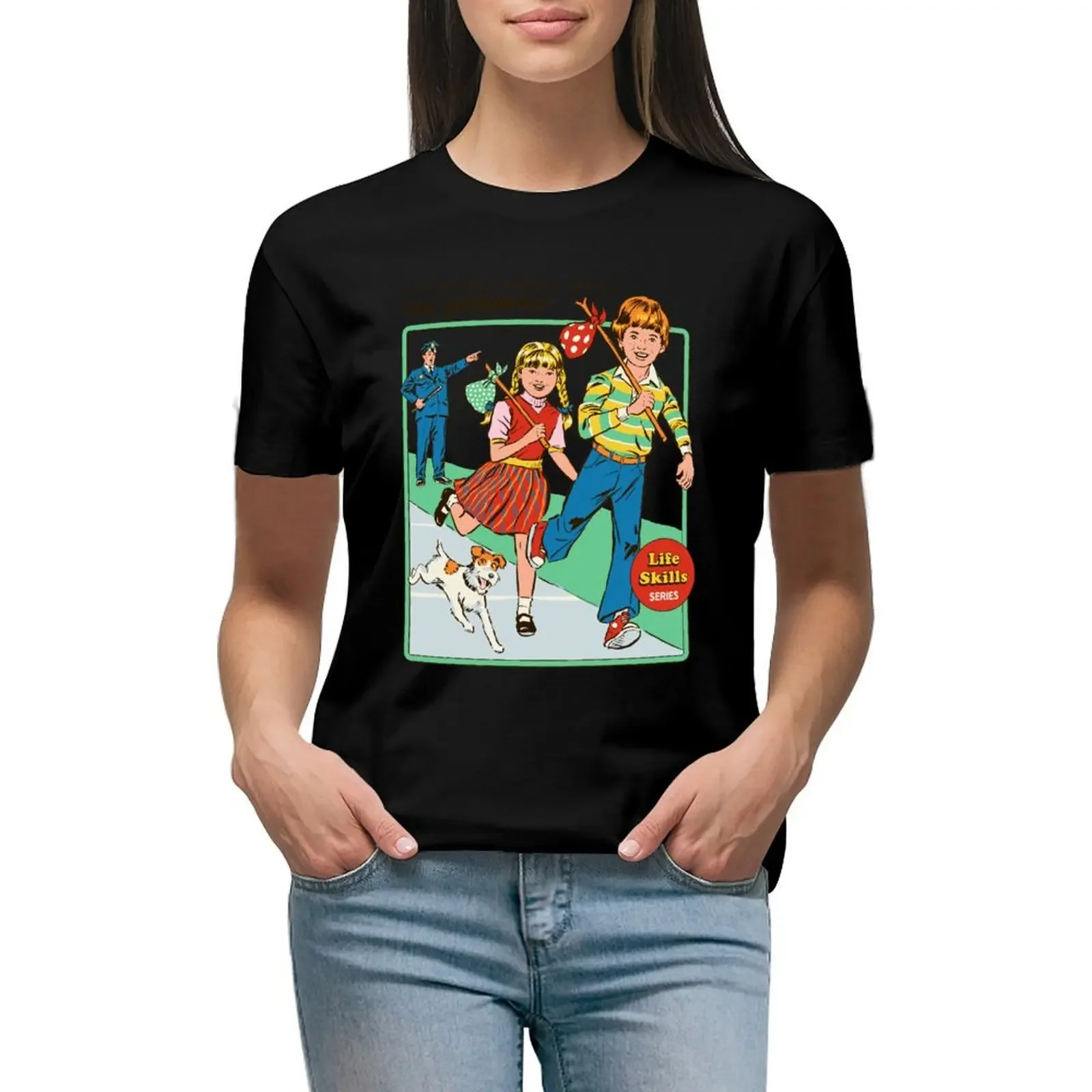 

Let's Run Away T-Shirt vintage clothes anime clothes customizeds female Women clothing