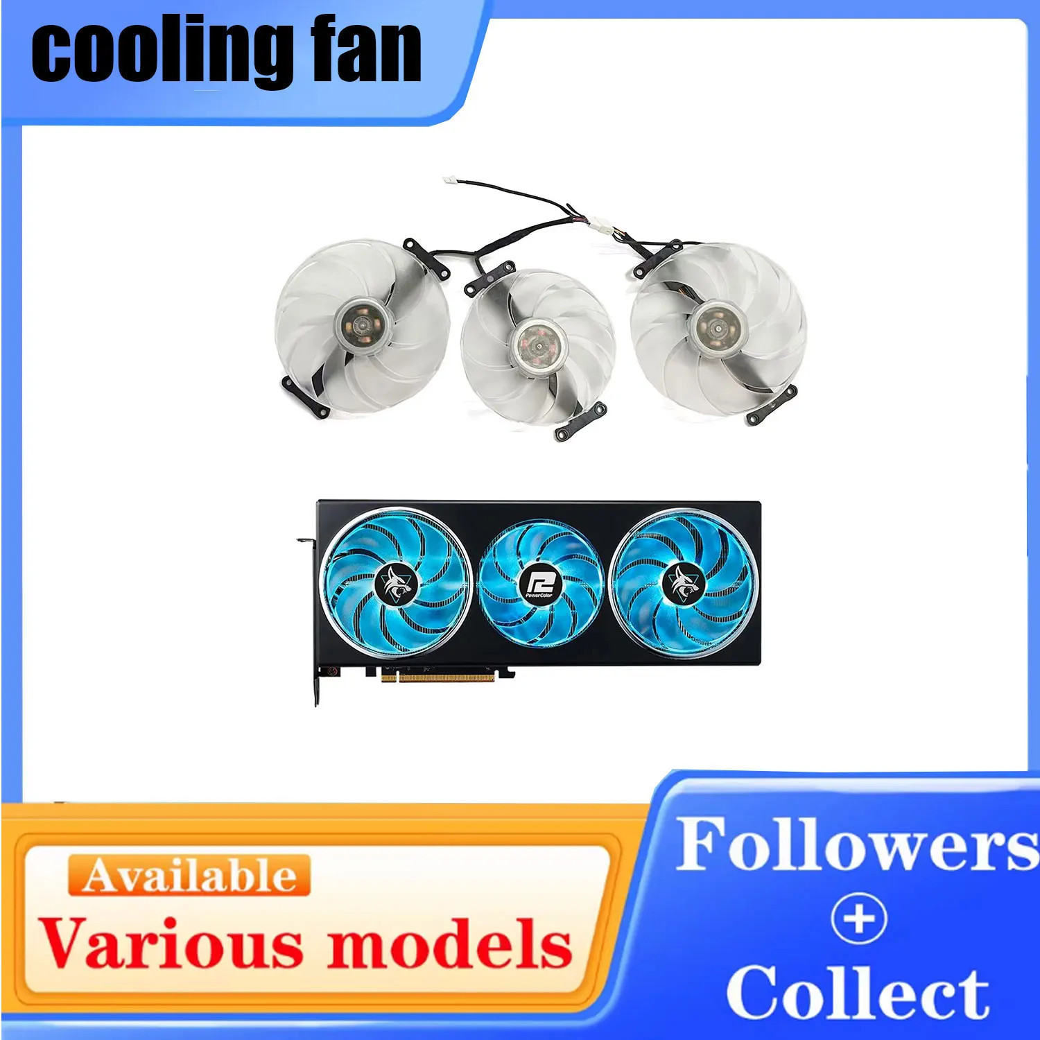 R​X7900GRE RX7900XT RX7900XTX Video Card Fan For Powercolor RX 7900 GRE 7900 XT 7900 XTX Hellhound Graphics Card Cooling Fan