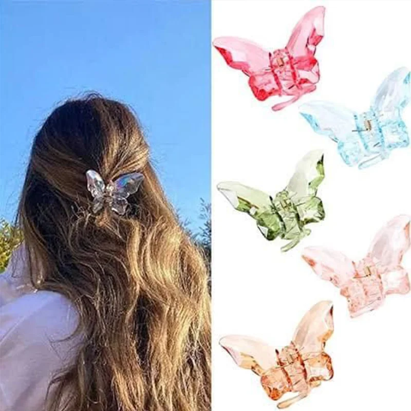 Crystal Butterfly Tassel Hair Claw Horsetail Hair Crab Clip Ladies Sweet Pendant Hair Claw Headdress Grab Clip Wholesale