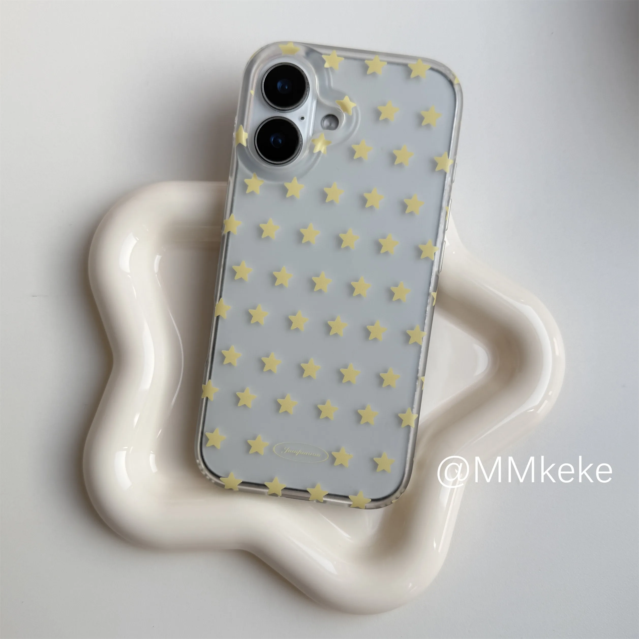 ins Full Screen White Yellow Star Y2K Matte Phone Case For iPhone 18 11 12 13 14 15 16 17 AIR Pro Max Plus Soft Bumper Cover - view 4