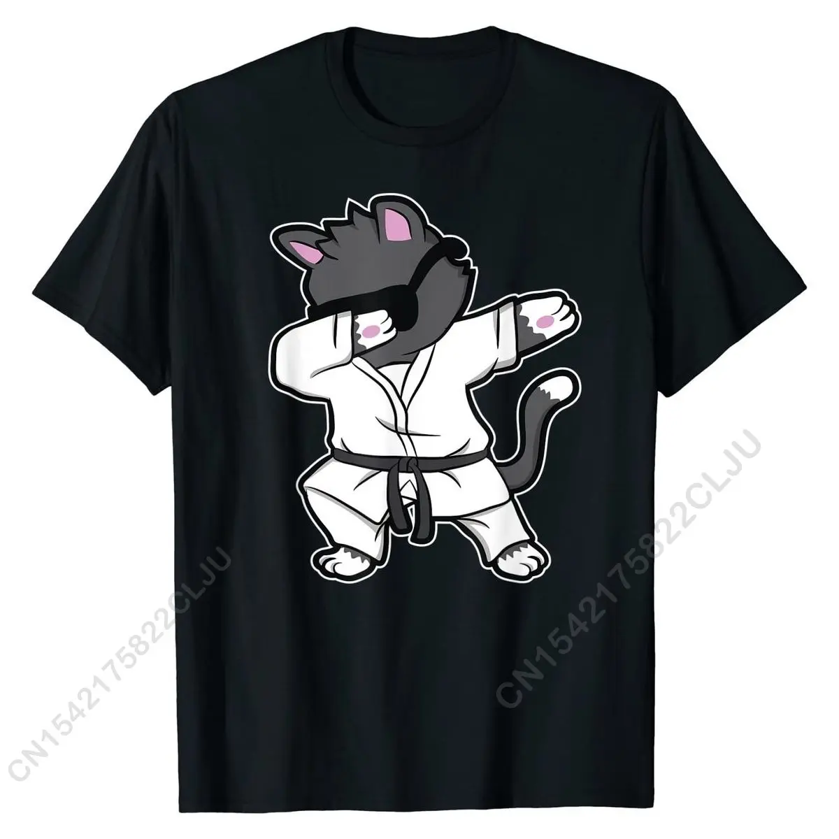 Funny Dabbing Karate Cat T-Shirt For Karate Girls Comfortable Cosie Tops Shirts Wholesale Cotton Men's Tshirts