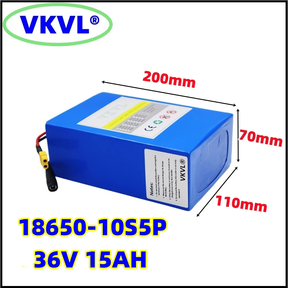 2024 10S5P36V15Ah battery pack 1000W high-power battery 36V15000mAh high-power lithium battery+42V charger