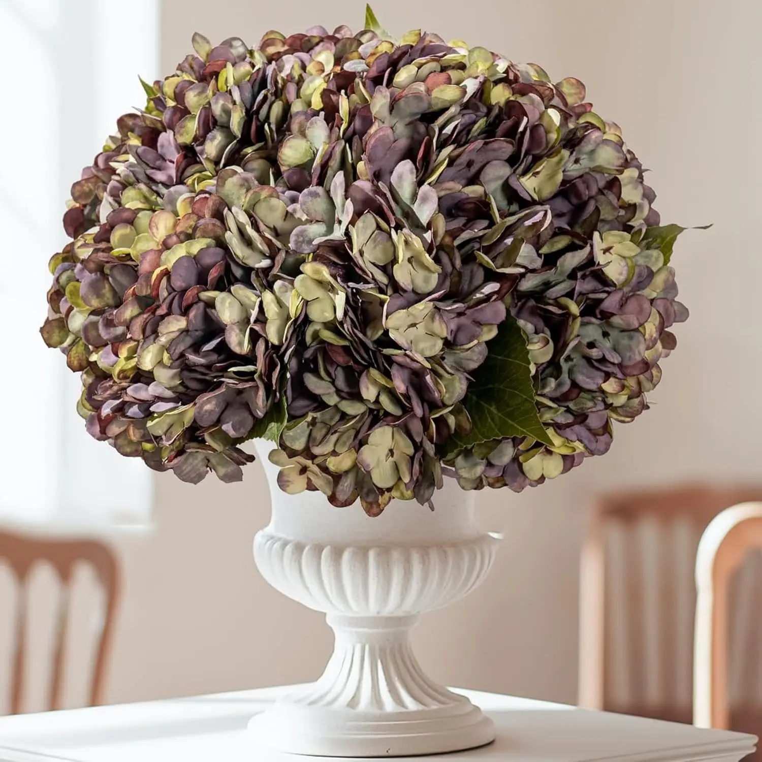 

10 Pcs Faux Silk Hydrangea with Stems - Fall Hydrangeas Artificial Flowers Silk Flower Fall Winter Artificial Bouquet fo