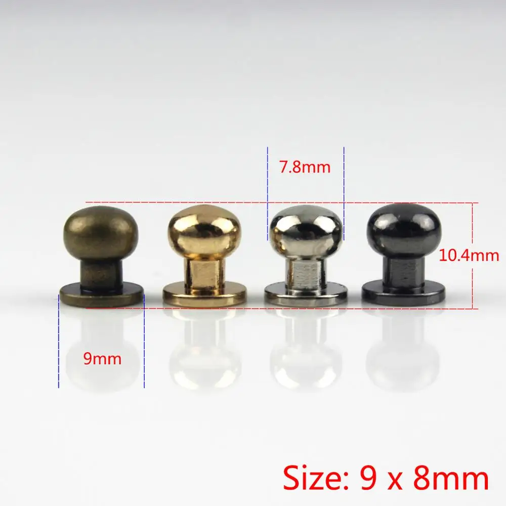 10pcs Sam Brown Browne Buttons Screwback Round Head Ball Post Studs Nail Rivets Leather Craft Hardware Accessories