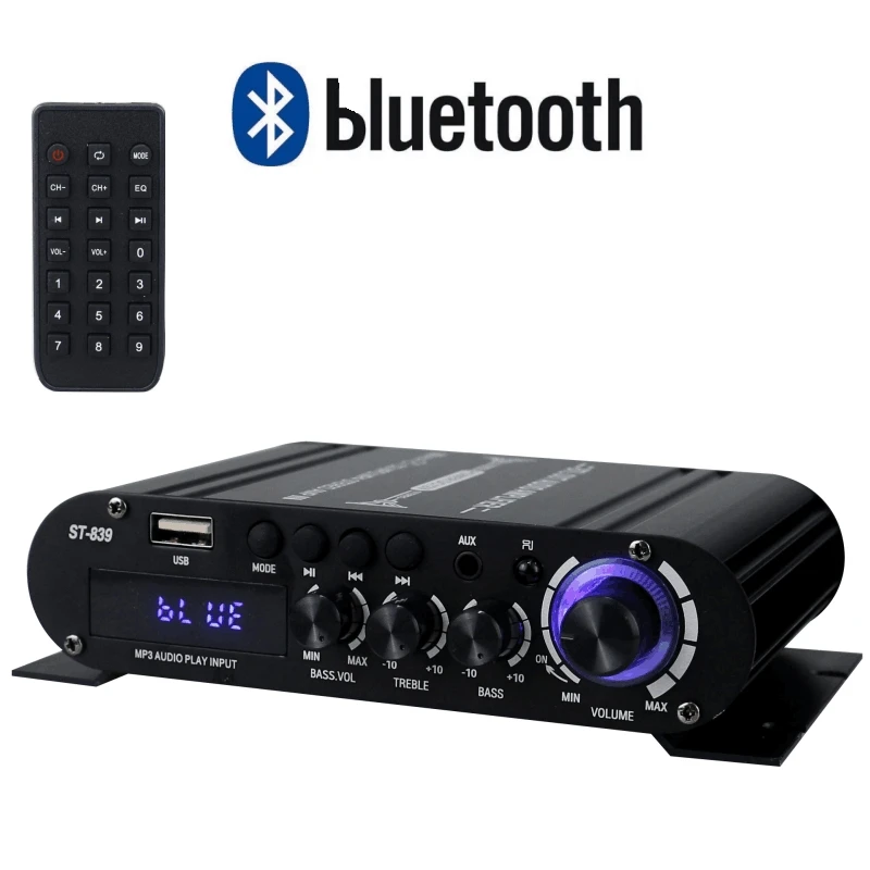 Audio Amplifier Sound Amplifier 25W*2 + 40W 2.1 Channel bluetooth 5.0 Stereo Power Amplifier Portable Car Home Theater ST-839
