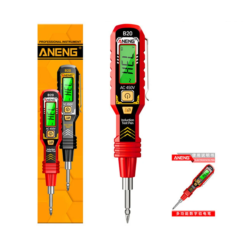 ANENG B20 Dual-use Voltage Tester Pen Double Head Slotted Cross Screwdriver 11-450V AC Non-Contact Induction Insulated Electric