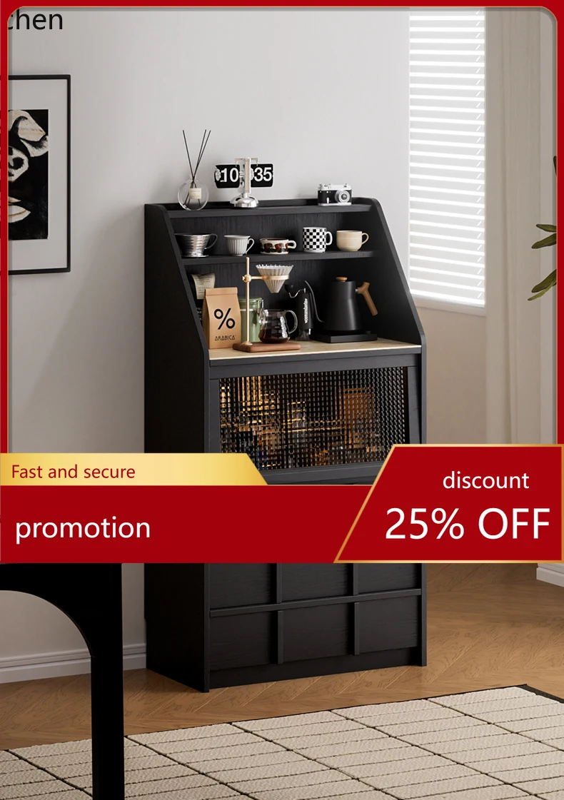 

HT retro solid wood dining side tea coffee cabinet display cabinet small apartment living room storage floor cabinet