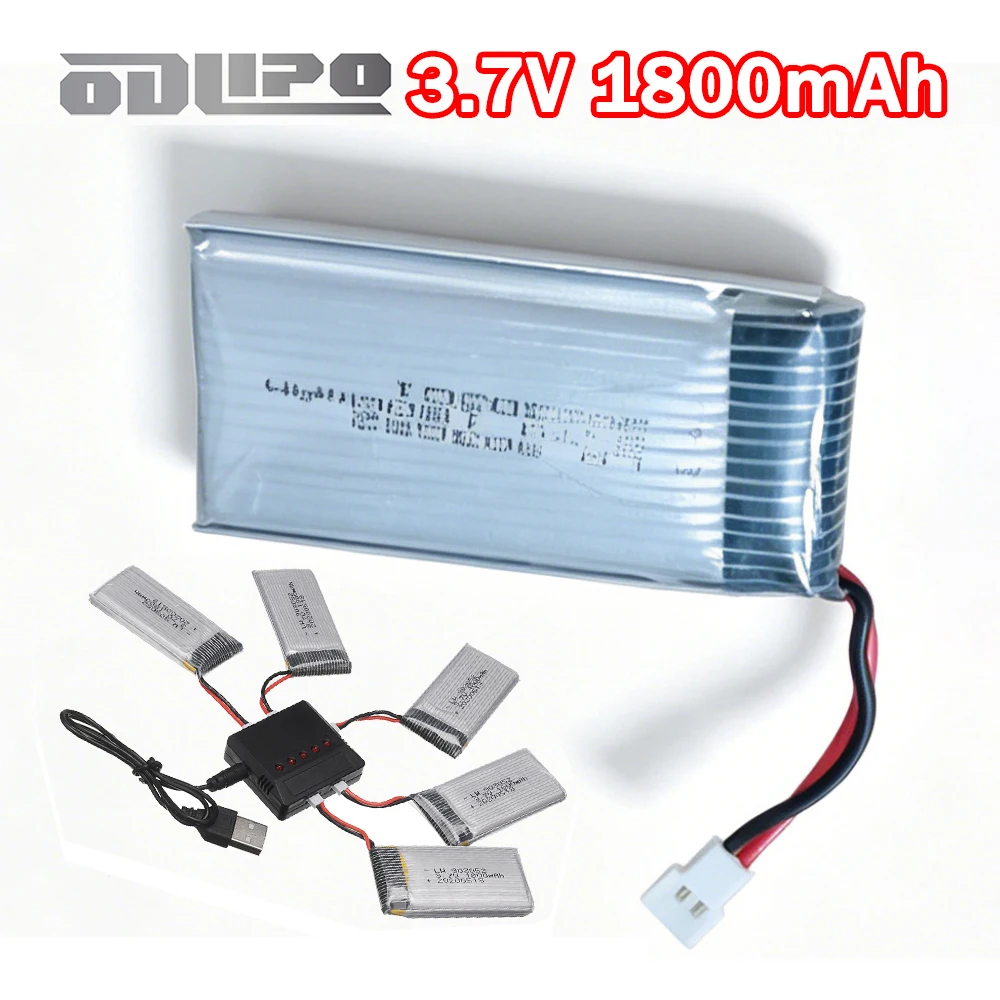Batería LiPo 1S 3.7V 1800mAh con Cargador para KY601S SYMA X5 X5S X5C X5SC X5SH X5SW X5UW X5HW M18 HQ898, Repuestos para Drones RC