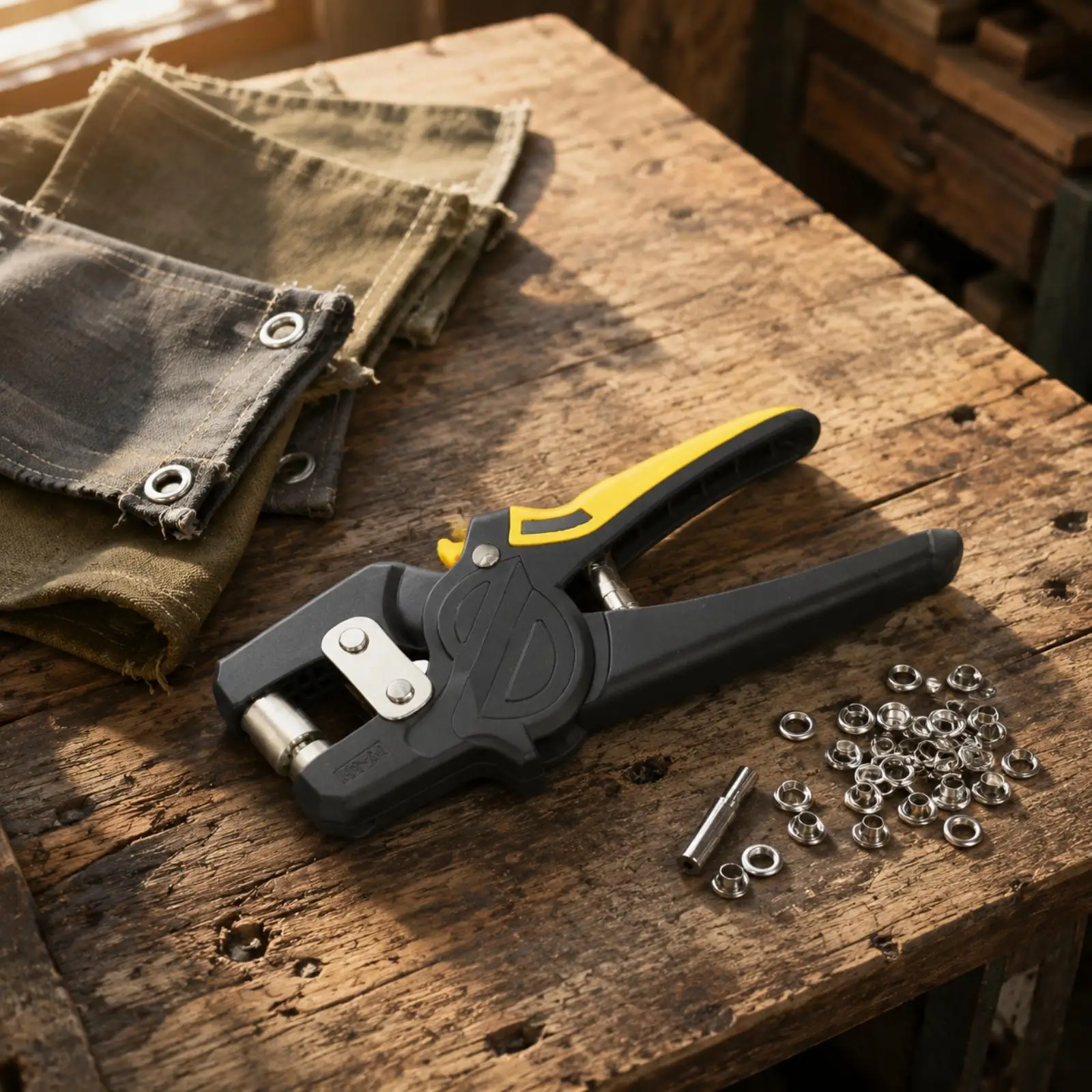 Manual Eyelet Pliers Kit with 6mm Grommets for Canvas Tarpaulin Textile DIY Heavy Duty Punch Press