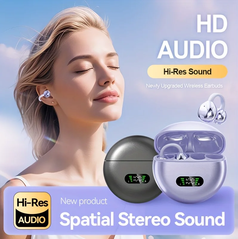 New Q71 TWS Bone Conduction Earphones Bluetooth 5.3 Earbuds Clip on Ear Comfortable Sport Digital Display Headsets — product photo 1 of 1