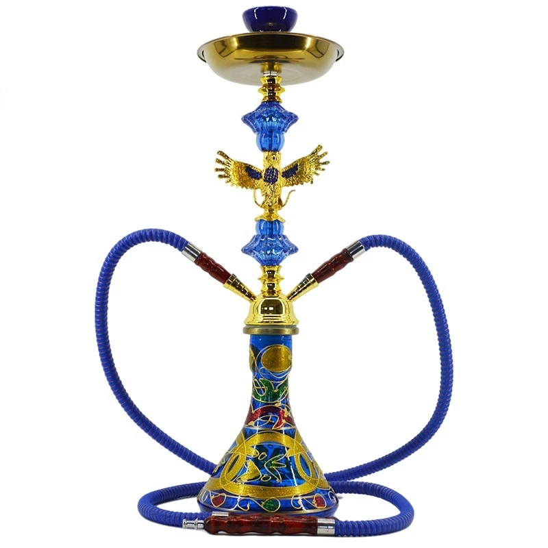 Shisha Bar Kettle Double Tube Eagle Shisha Water Pipes Kettle Glass Hookah Nargileh Hookah Set Shisha