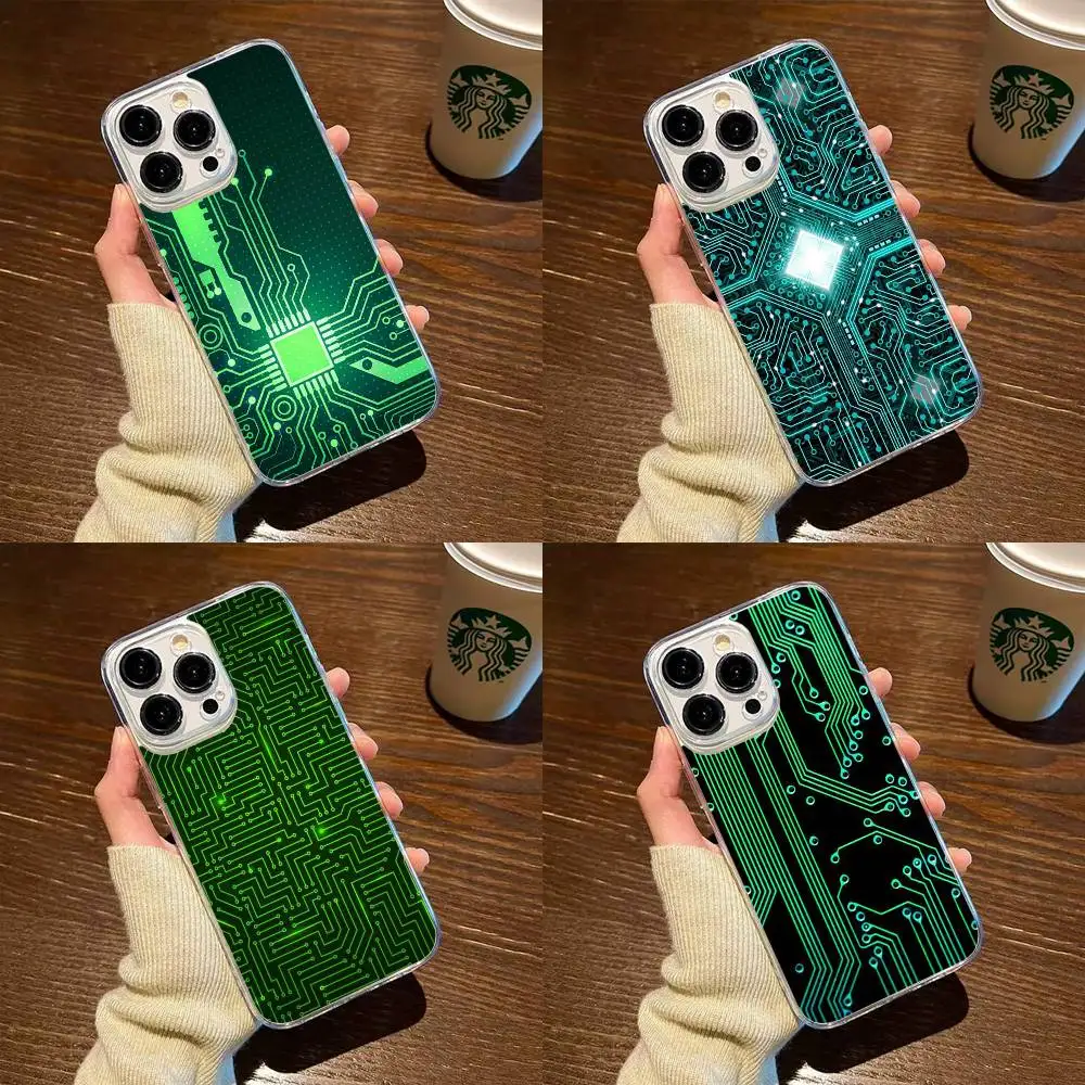 

Чехол для телефона с печатной платой для iPhone 17,16,15,14,13,12,11 Plus, мягкий прозрачный чехол Pro Max