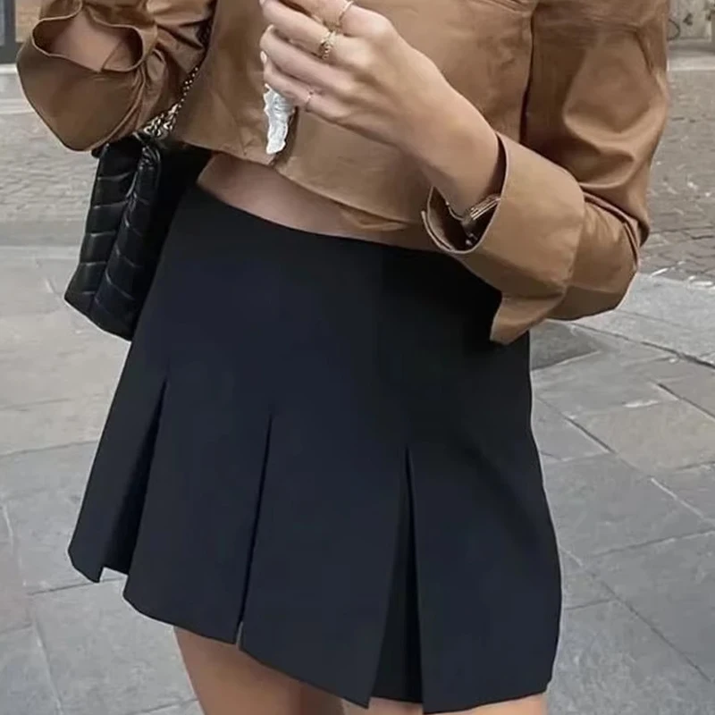 HXAOプリーツスカートショーツ サマーY2K グレー スコート レディース ブラック ミニスカートパンツ 女性用 ファッション ミッドウエスト カジュアルショーツスカート