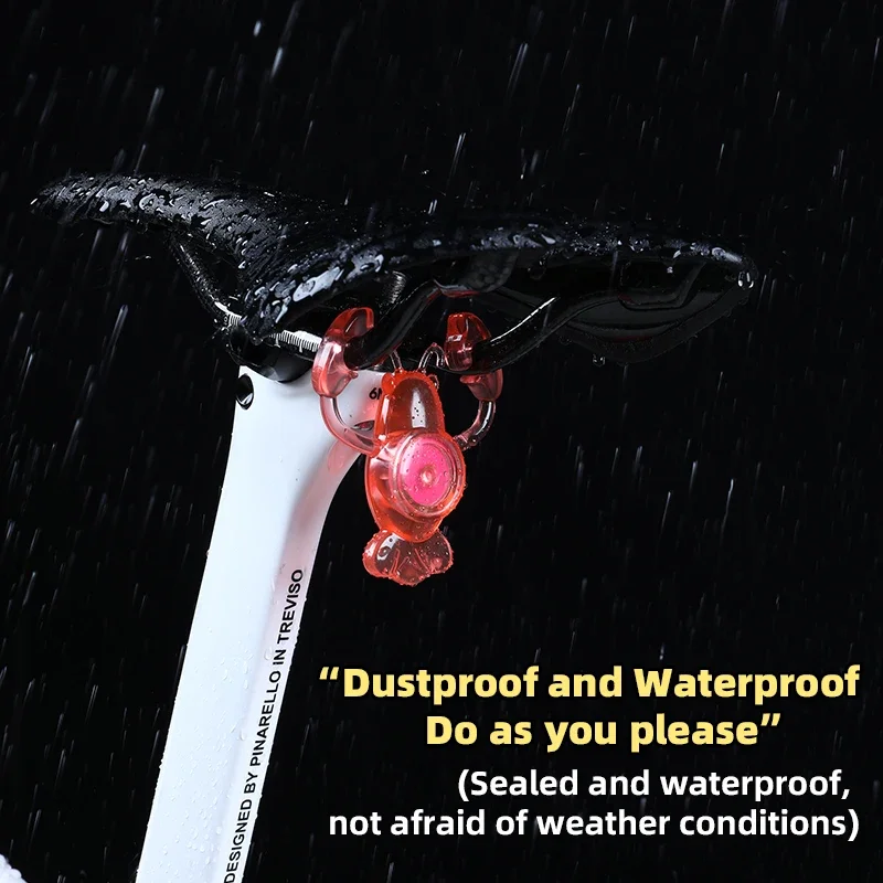 ESLNF Waterproof Cute Creative Crayfish Children Bicycle Taillight Rear Bike Light LED Rear Light for Bicycle Bicycle Tail Light