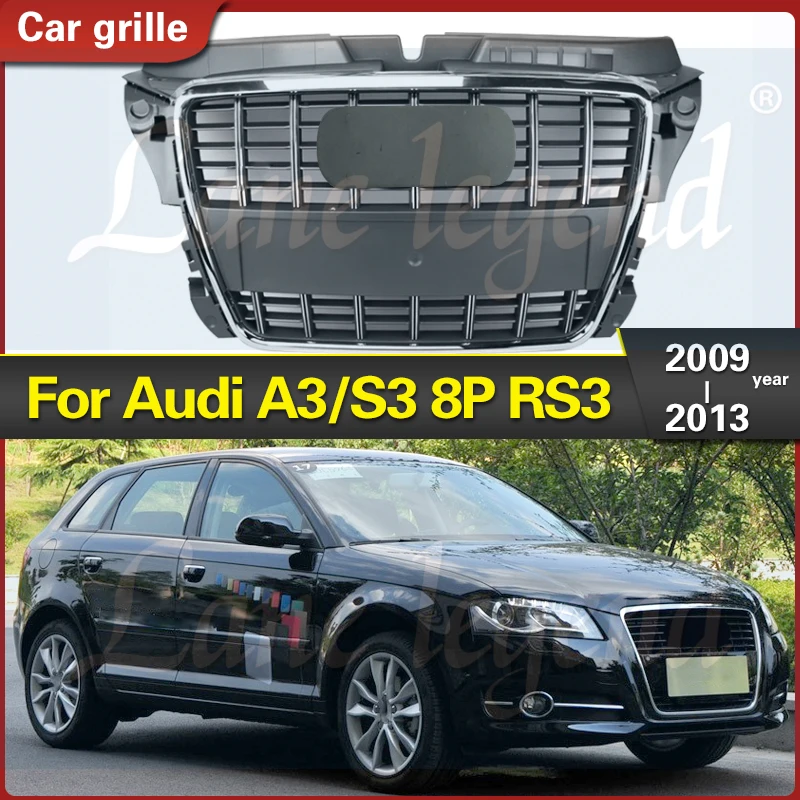 

Modified Front Racing Grills Air Intake Grille For Audi A3/S3 2009 2010 2011 2012 2013 Abs Grille Grill Cover Auto Accessories