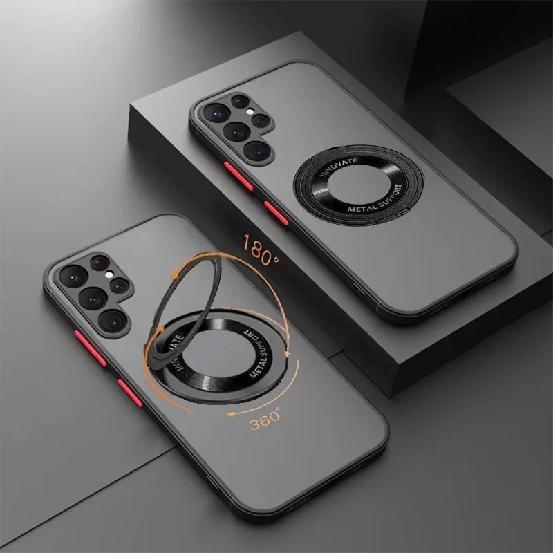 

Luxury For Magnetic Wireless Charging holder Phone Case For Samsung Galaxy S24 S23 s20 S22 S21 Plus Ultra a55 m54 Cover Shell