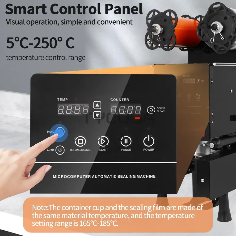 Selador de copos automático completo, loja de chá de leite, máquina de selagem de copos de papel plástico para 9/9.5cm, filme elétrico de chá com bolhas para negócios, 220v