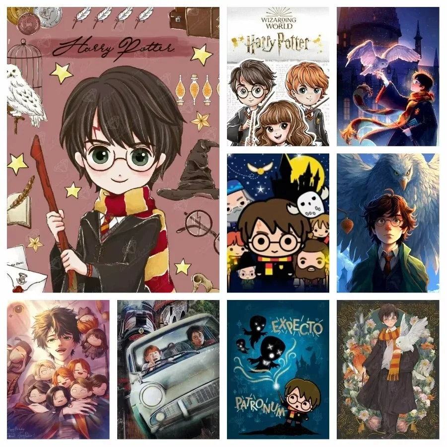 Pintura de diamante 5d de dibujos animados de Harry Potter, arte mágico, búho, Castillo, mosaico, punto de cruz, regalo hecho a mano Diy, decoración del hogar
