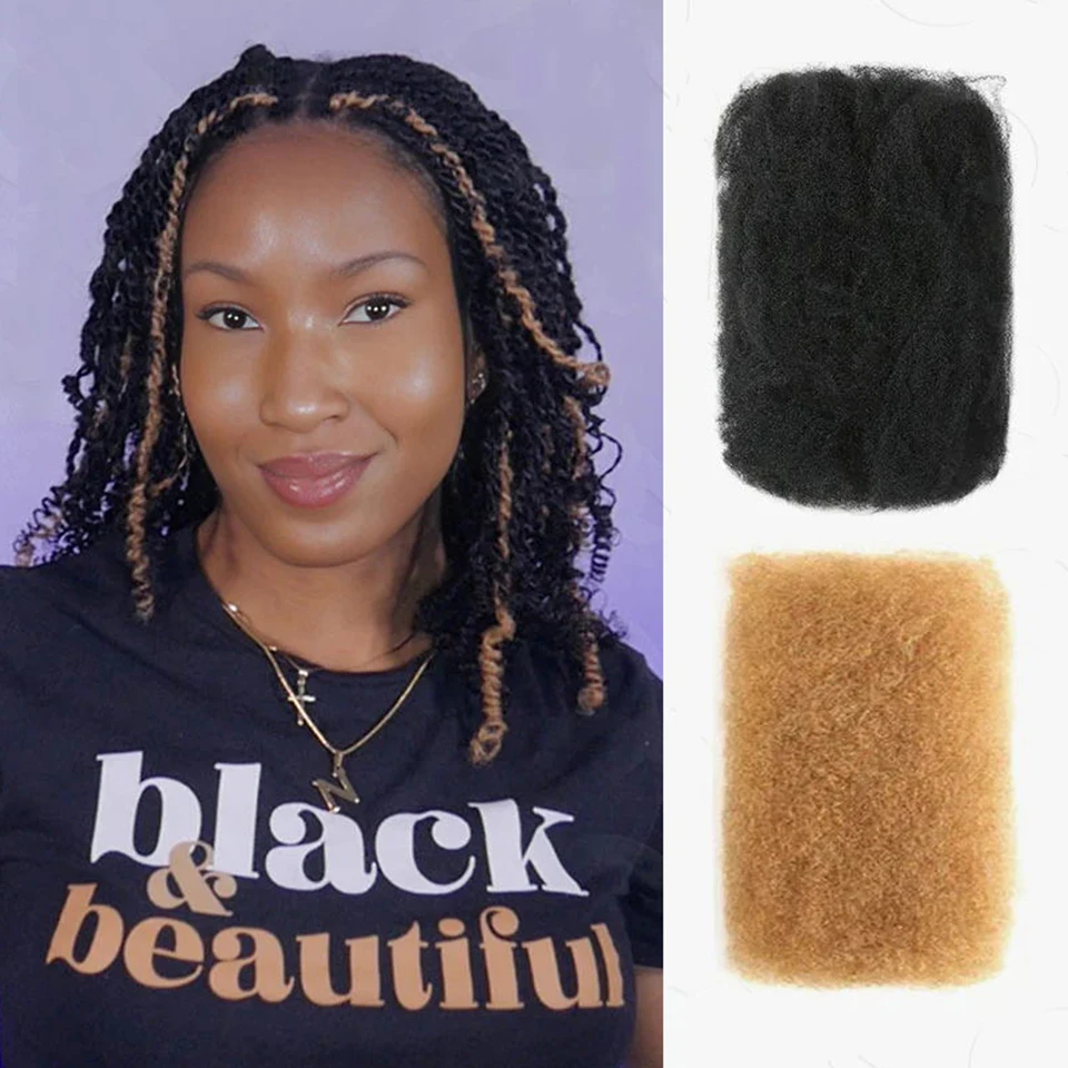 

Легкие афро-кудрявые волосы для плетения афро-кункз оптом, 1 упаковка, 50 грамм человеческих волос для наращивания дредов, локоновское ремонтное плетение