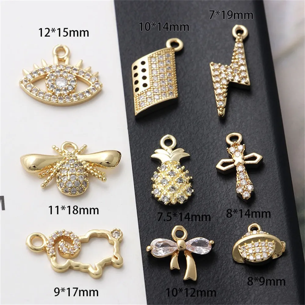 Akcesoria jubilerskie DIY: złoto pokryte miedzią, inkrustacja cyrkoniami, chryzantema ananasowa, kolczyki z oczami, bransoletki, naszyjniki, wisiorki