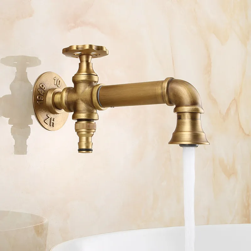 Immagine 5: Rubinetto in ottone per lavatrice, stile antico, per esterni, giardino, piscina, rubinetto singolo a freddo ad apertura rapida, per balcone, per lavapavimenti