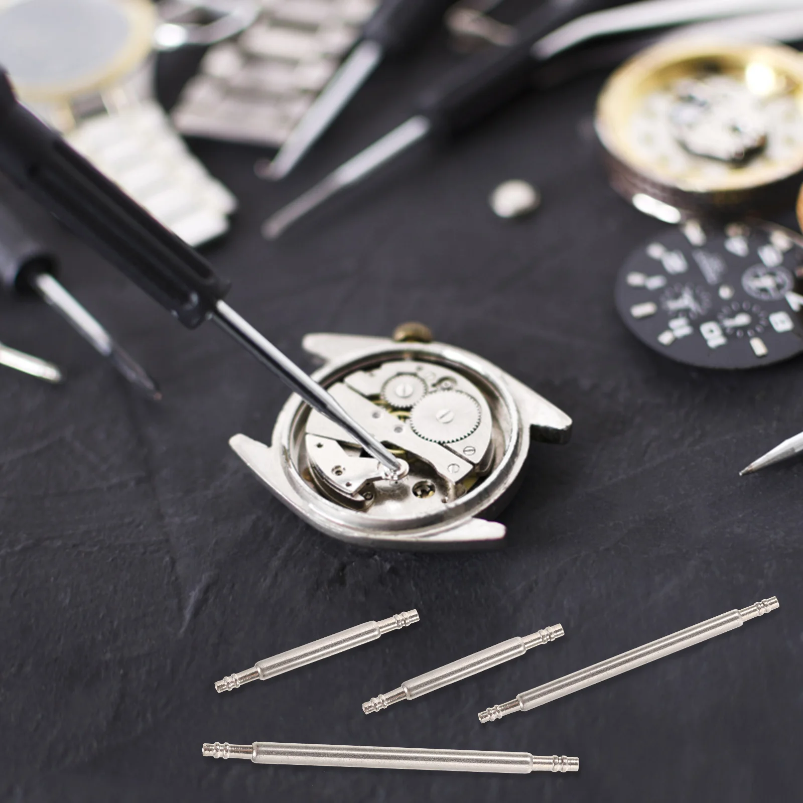 

180pcs Watch Band Spring Needle Tool Kit Repair Component Tubes Pins Silver Replacement for Fixing Strap Buckle Watch Repair