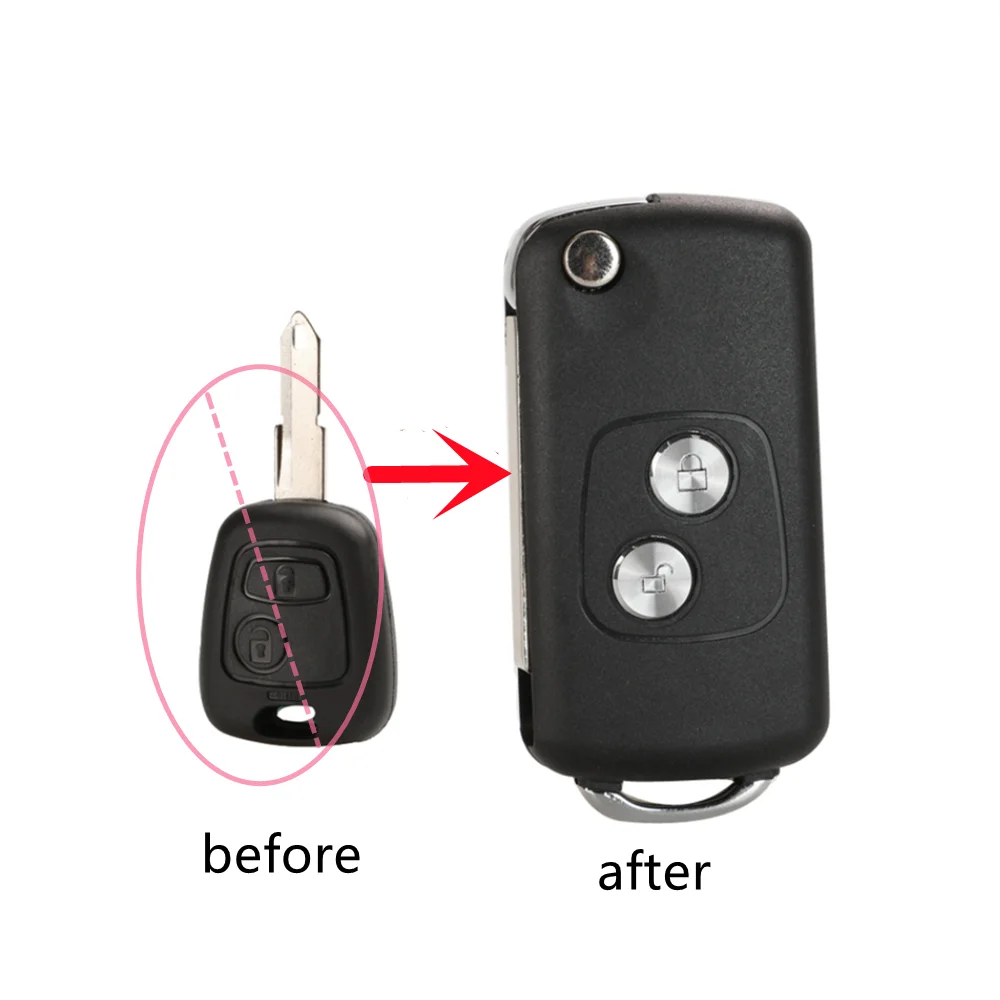 2 BTN Modified Flip Remote Car key Shell for Citroen C1 C2 C3 C4 Picasso Xsara Peugeot 206 306 307 107 207 407 Partner