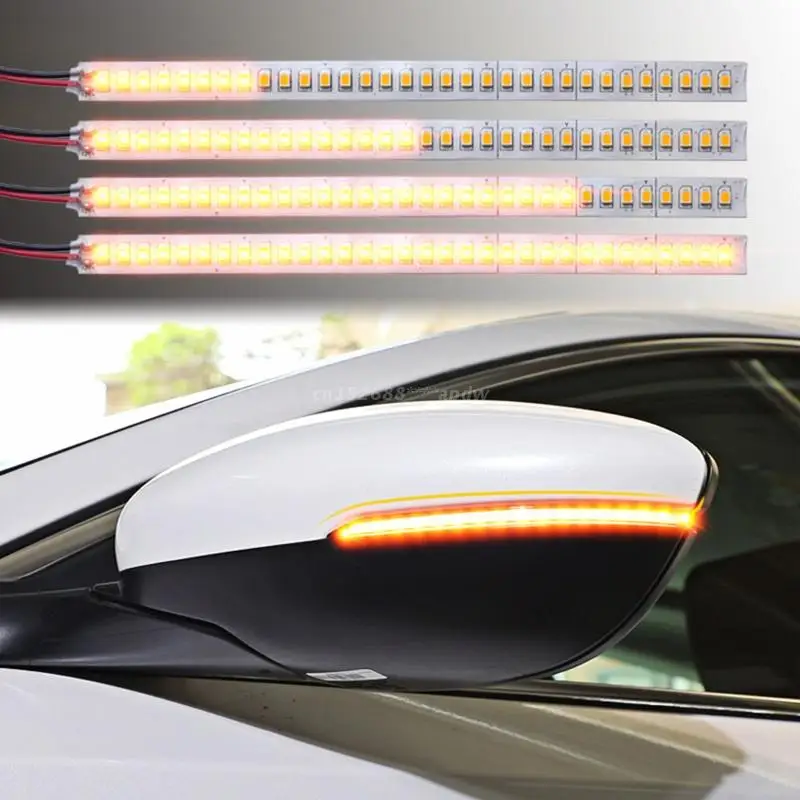 2x Sequential LED Side Mirror Turn Light Warning Strip Tape Safety