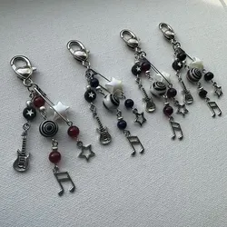 Guitar Keychain Gothic Charm Music Note Black Keychain