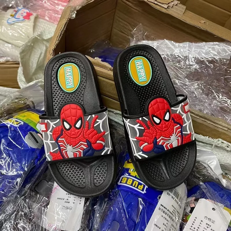 Summer Children Cartoon Spiderman Print Baby Boy Girl Slippers Kids Antiskid Soft House Slipper Indoor Outdoor Beach Shoes 22-35