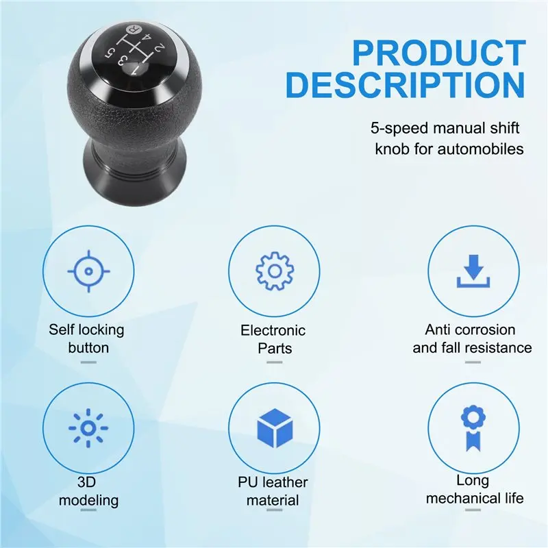 Efficientt-5 Speed Manual Gear Shift Knob Handball For Toyota Yaris Auris 2005 2006 2007 2008 2009 2010 Black