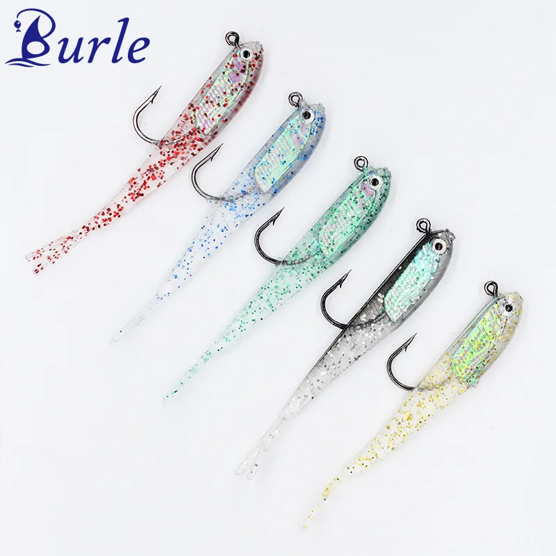 

75mm 6.5g Colorful Lead Head Soft Fish Lure Realistic Simulation Bait For Bass Pike Trout Freshwater Saltwater Stream Fishing
